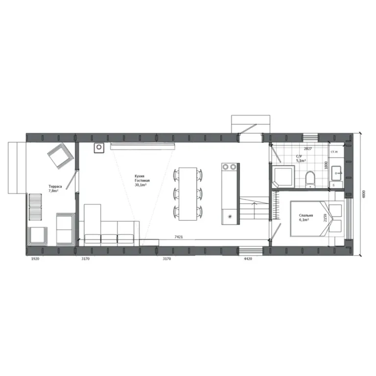 2-комнатный Дом