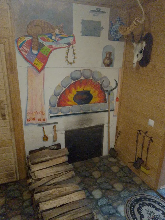 Домик с русской баней на берегу реки