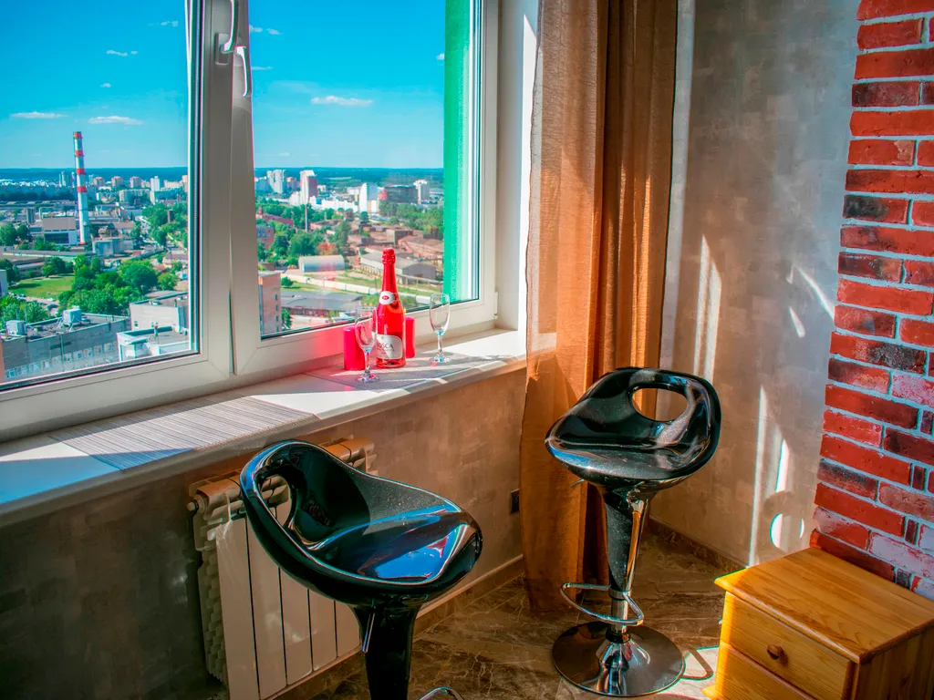 Квартира Квартира JACUZZI-LOFT 55*SmartTV KingSize-кровать Кухня Панорамный вид — Минск