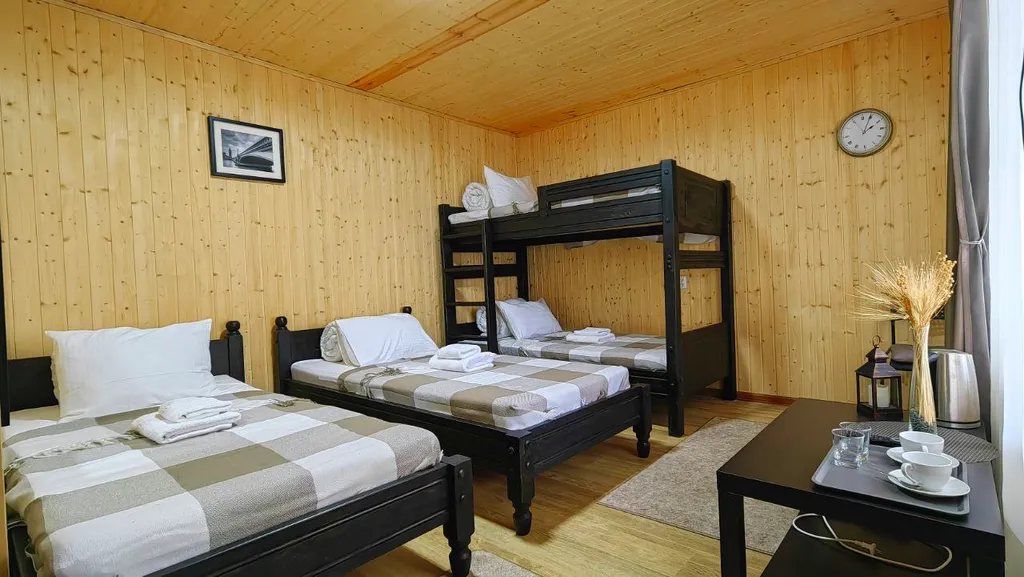 Домик в сосновом бору с видом на горы и лес