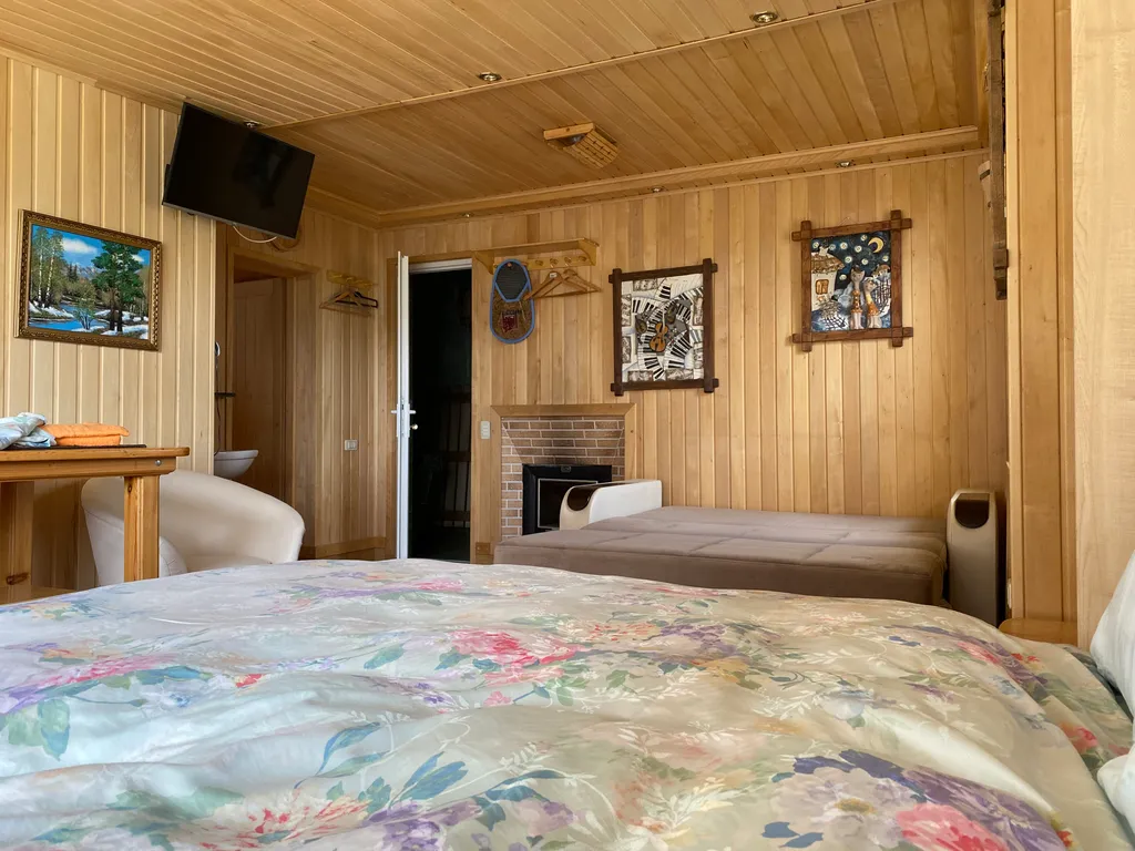 Бассейн в домике шале с сауной и мангалом