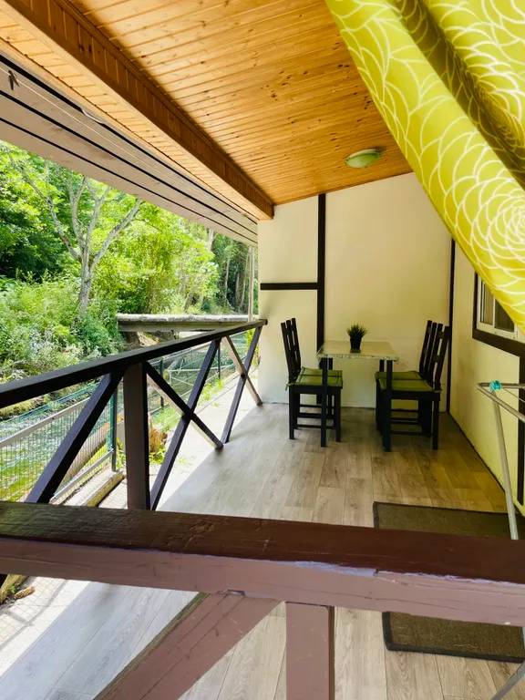 Квартира Апартаменты с террасой и кухней, с видом на реку и с бассейном — Гагра