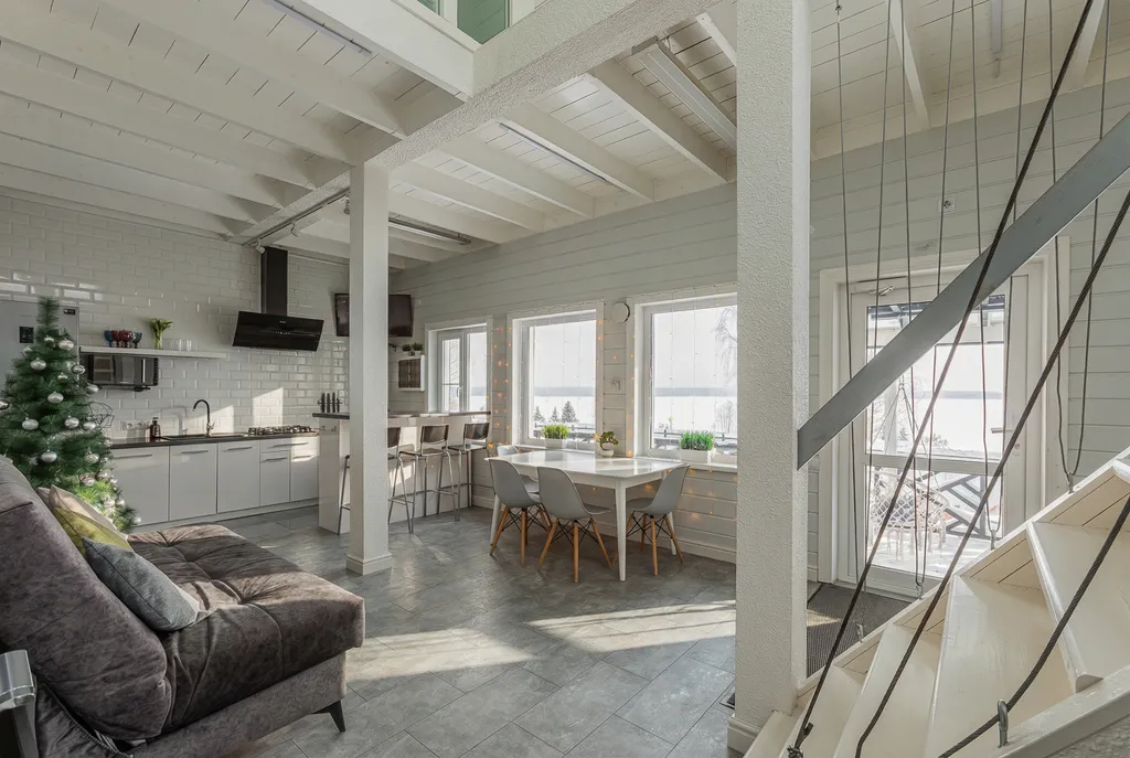 Коттедж Солнесная гора-Сяпся с сауной, 3 спальнями и видом на озеро