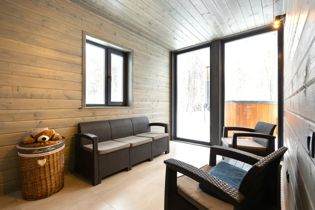 Домик A-Frame с купелью и баней 100 м2