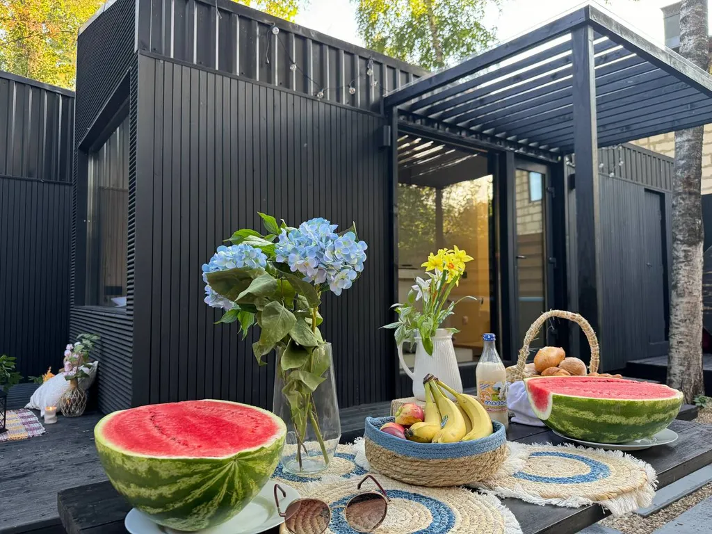 Ультрасовременный домик для отдыха вдвоем с сауной, купелью, мангалом