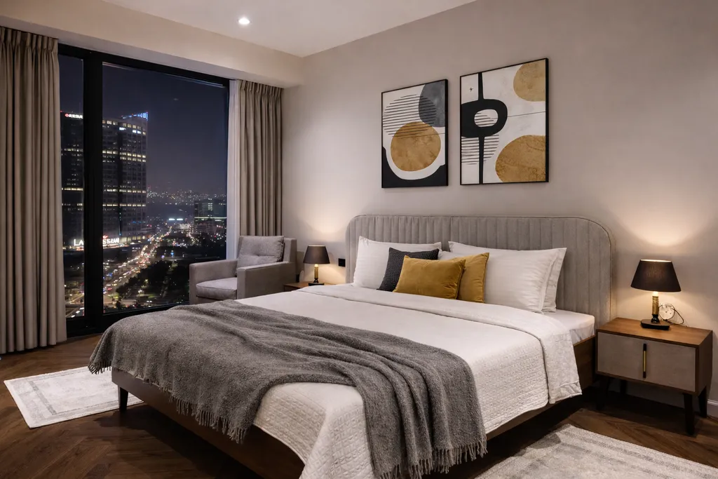 Просторная дизайнерская квартира с панорамным видом на город — аренда посуточно в Ташкент