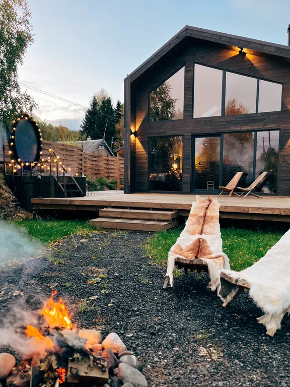 Дом с сауной и купелью с шикарным видом на озеро