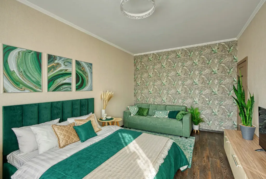 Квартира с изумрудными акцентами — аренда посуточно в Алматы