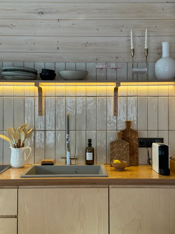 С сауной и камином одноэтажный барн в березовой роще