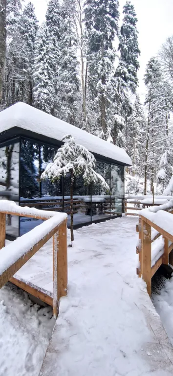 Стеклянный домик в сердце Домбая