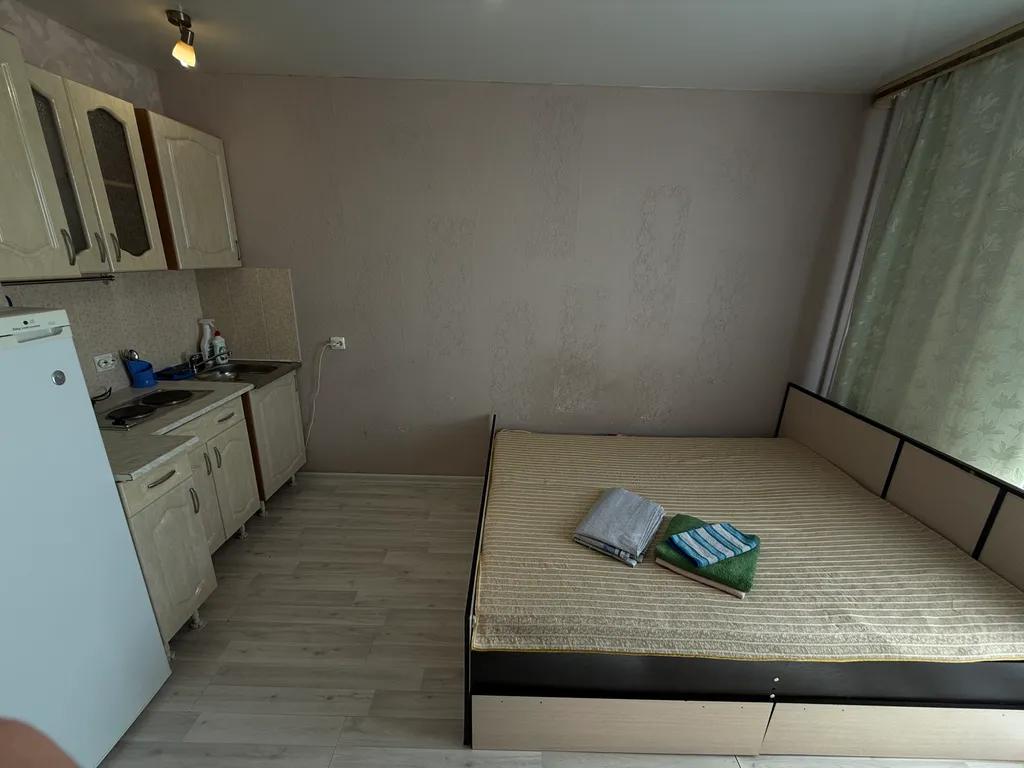Студия 20кв.м - широкая кровать, стиралка, микроволновка, холодильник