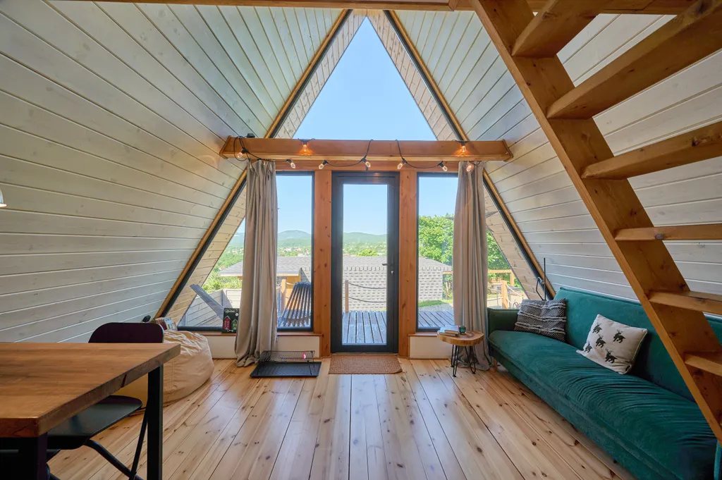 Уютная А-фрэйм хижина в горах Адыгеи