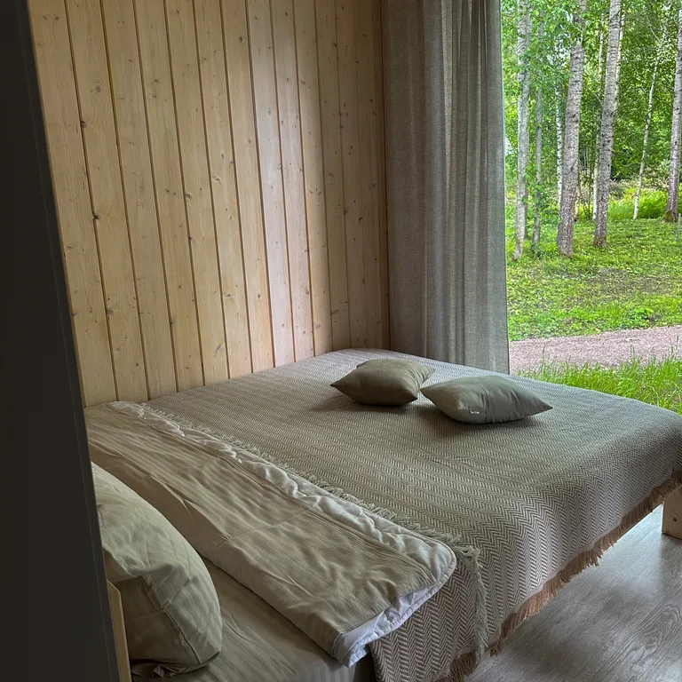 Дом 38m2 — чан, панорамные окна, комфорт для 4 человек