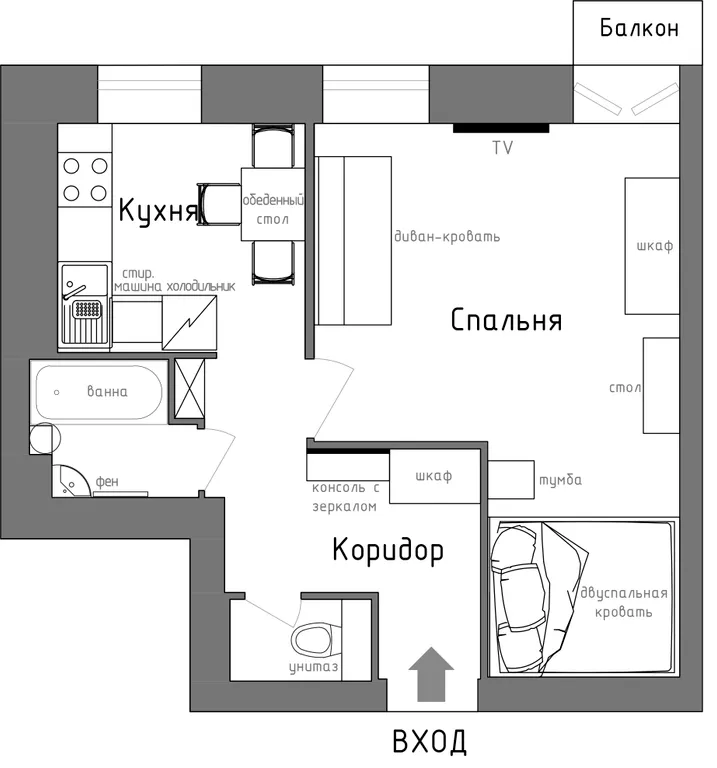 1-комнатная Квартира