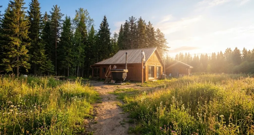 Дом 40m2 — с видом на лес, с террасой, с кухней