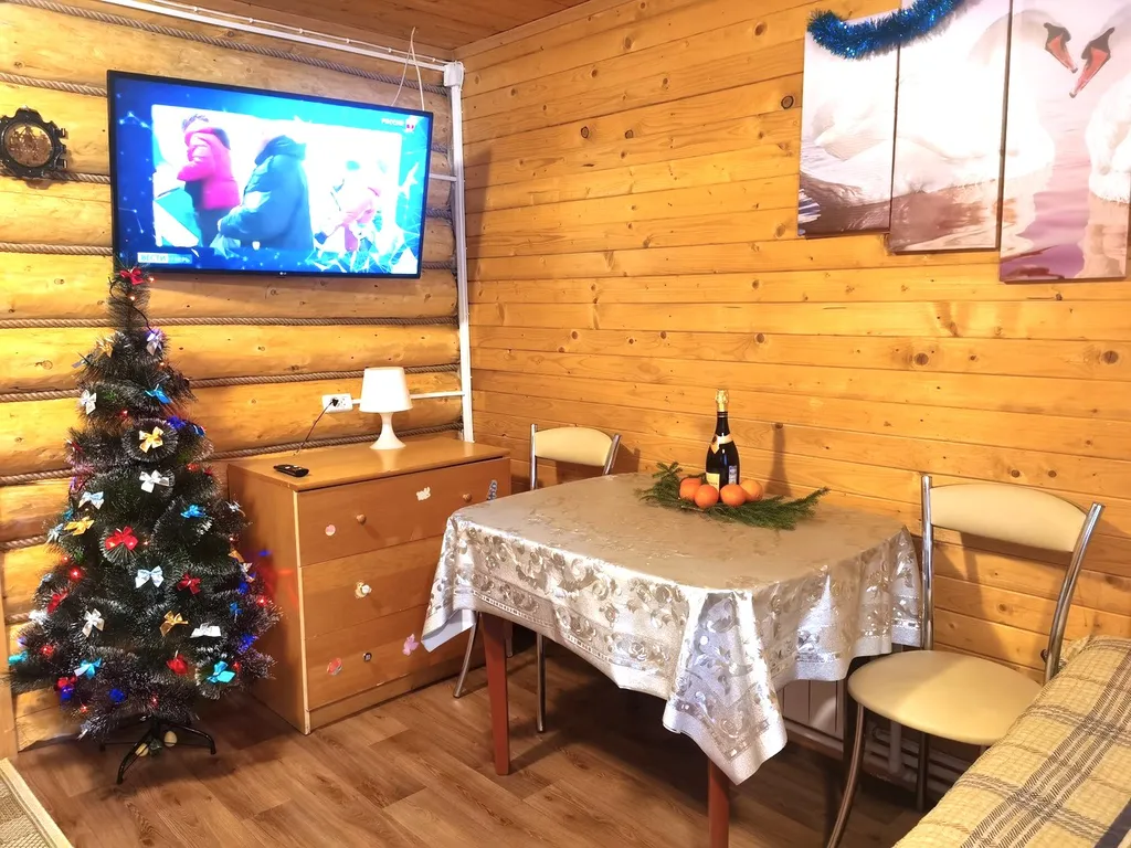 Коттедж Дом у озера с баней, чаном и детской площадкой с батутом. — Ланино