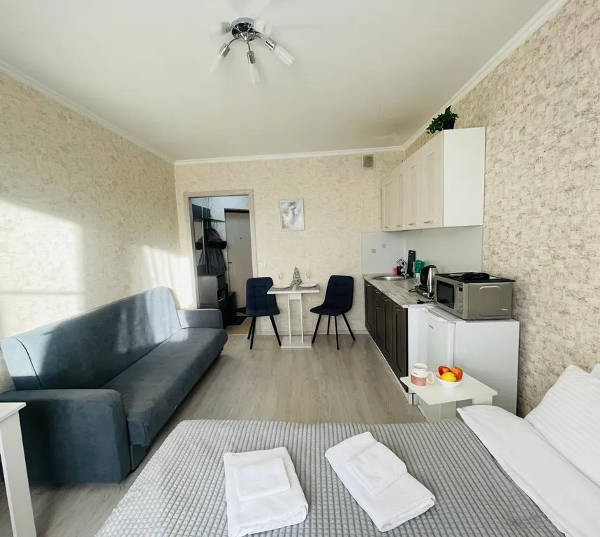 Квартира Квартира Уютная студия в Шушарах для командировочных, пар и пар с детьми — Шушары