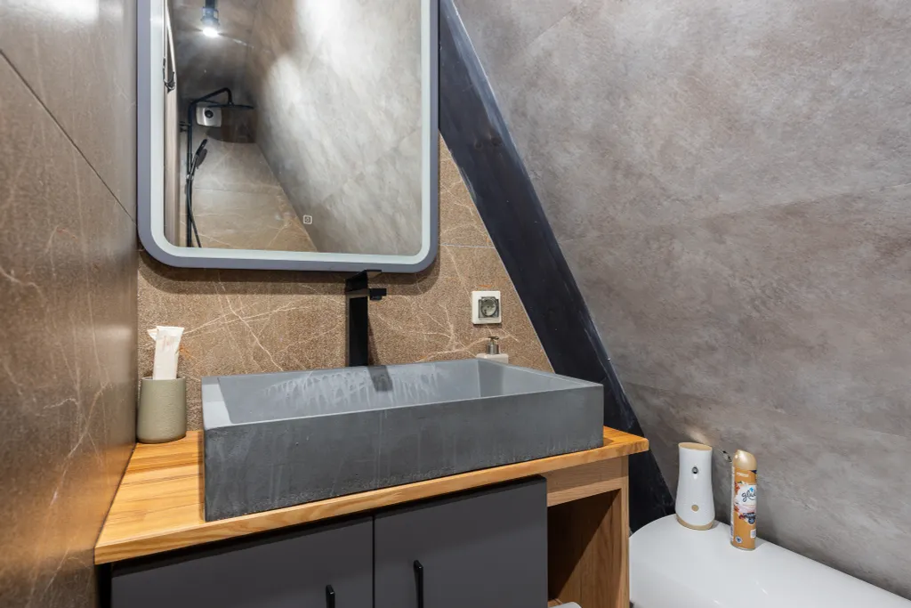 A-Frame с камином, кондиционером и террасой