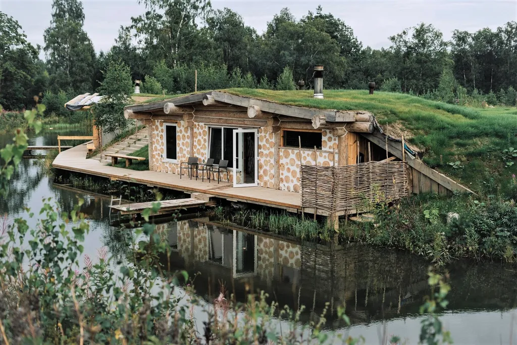 Коттедж Ночь в доме Хоббита с дровяной баней — Стеклянный