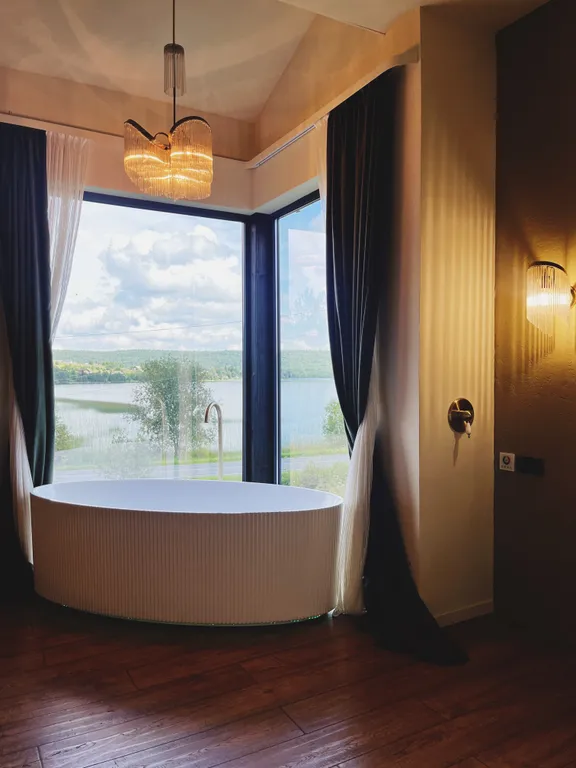 Дом с сауной и купелью с шикарным видом на озеро