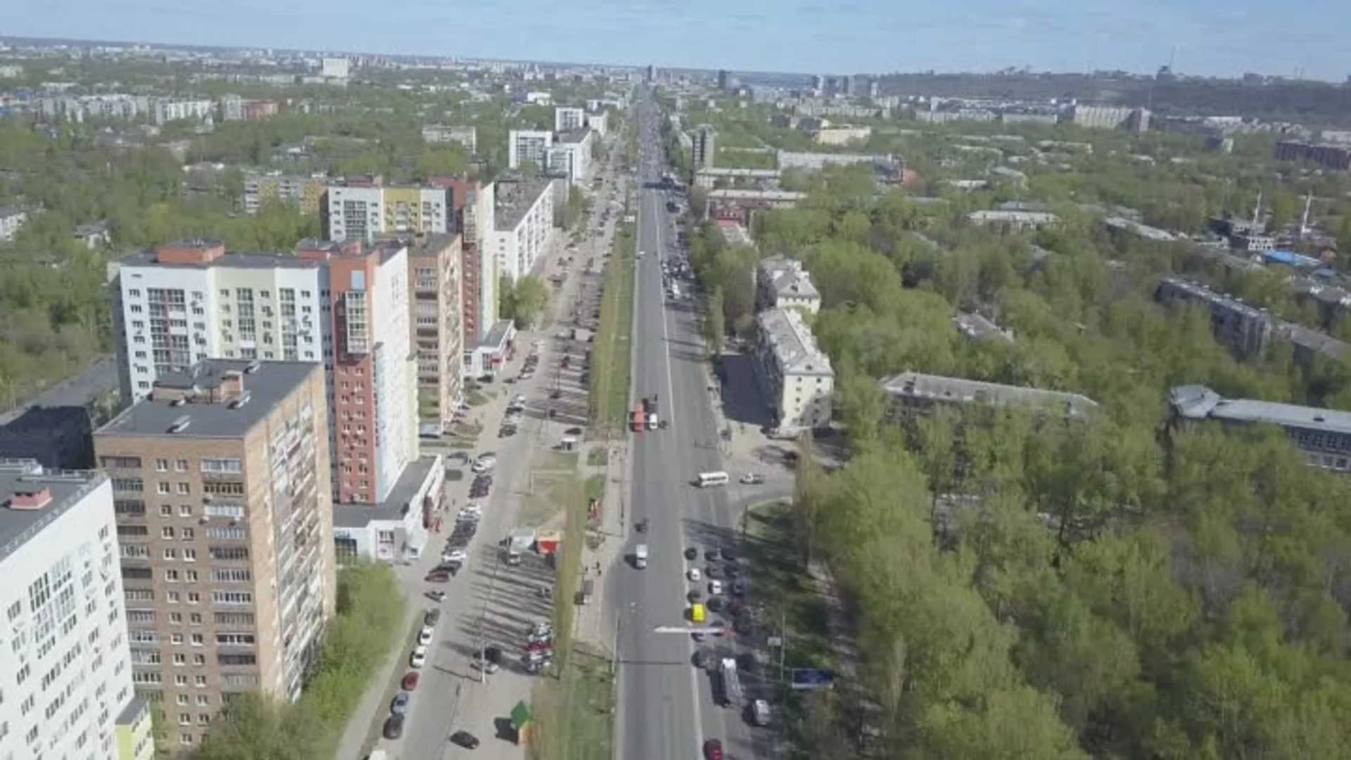 Вид сверху ,на  проспект Ленина от 61 дома, до 45 дома .Ленинский район