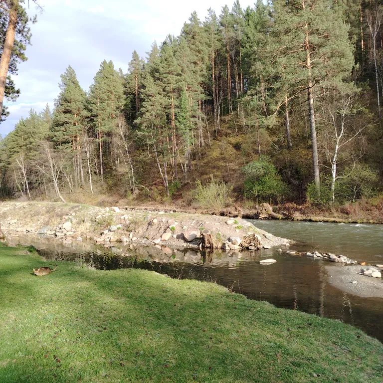 Глубинка Алтая, дом с камином на берегу реки