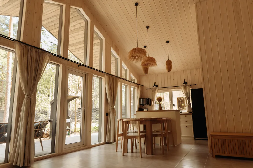 Барнхаус в стиле бохо в сосновом лесу