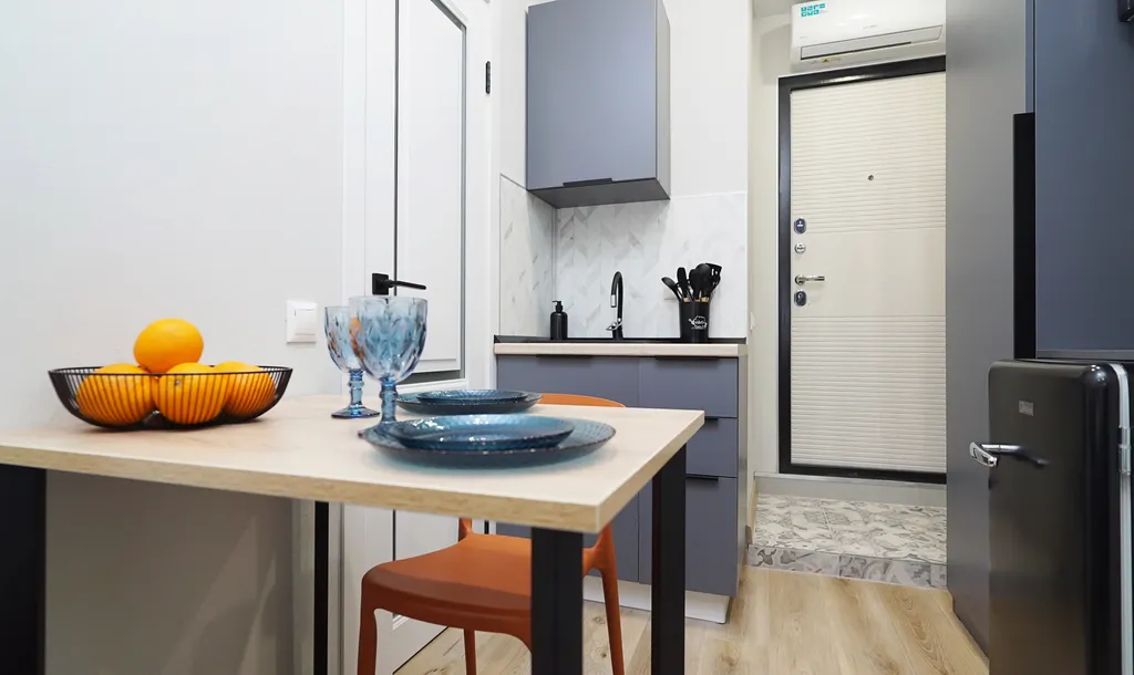 Студия с двуспальной кроватью, есть wifi и кондиционер