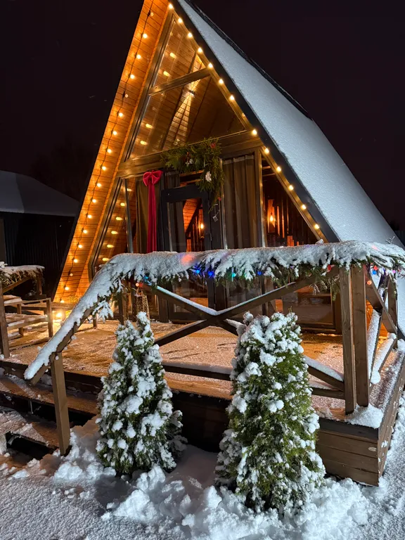 Домик А-фрейм с баней и сибирским чаном