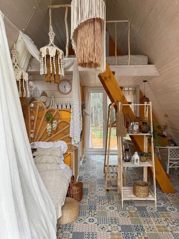 Коттедж Коттедж А-frame с купелью Бохо — Тосно