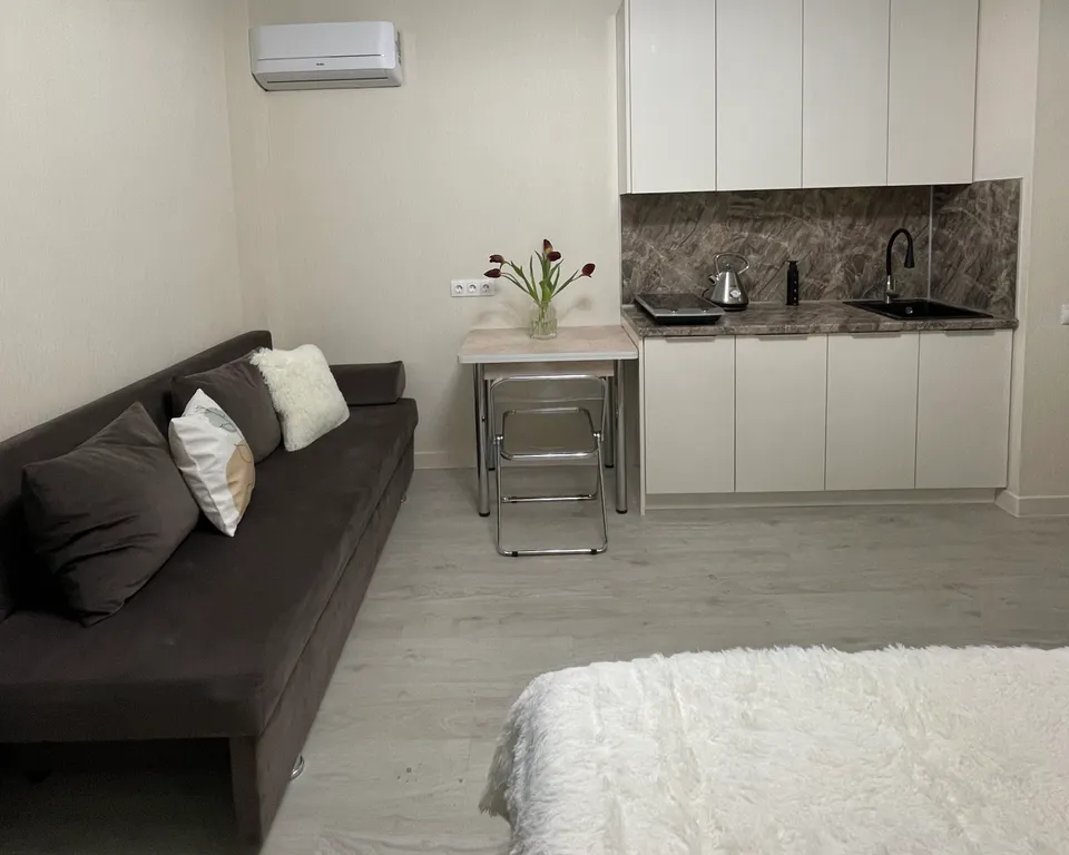 Уютная большая студия с балконом