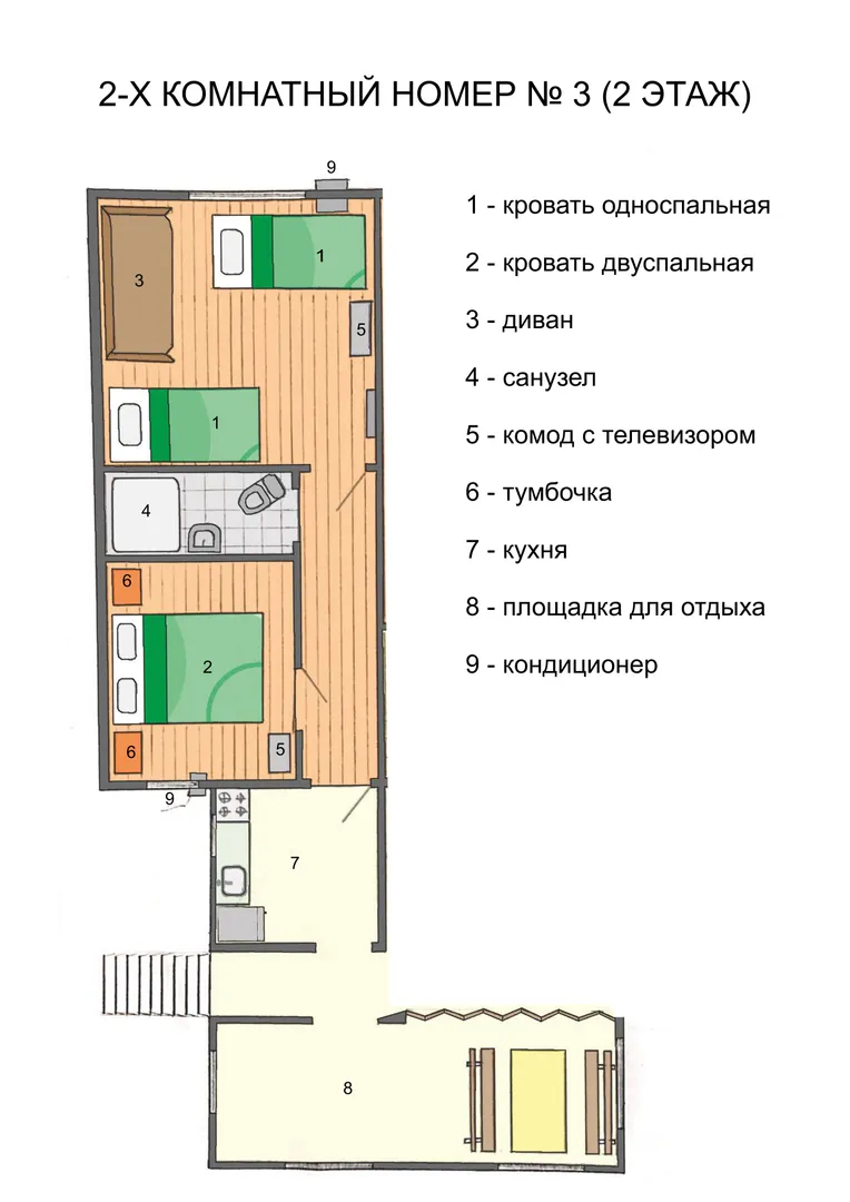 Семейный номер 2-хкомнатный, Феодосия, 4-й Степной проезд, 3, объявление  730049 — Суточно.ру