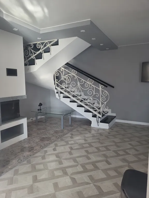 Дом с камином, зоной барбекю, батутом