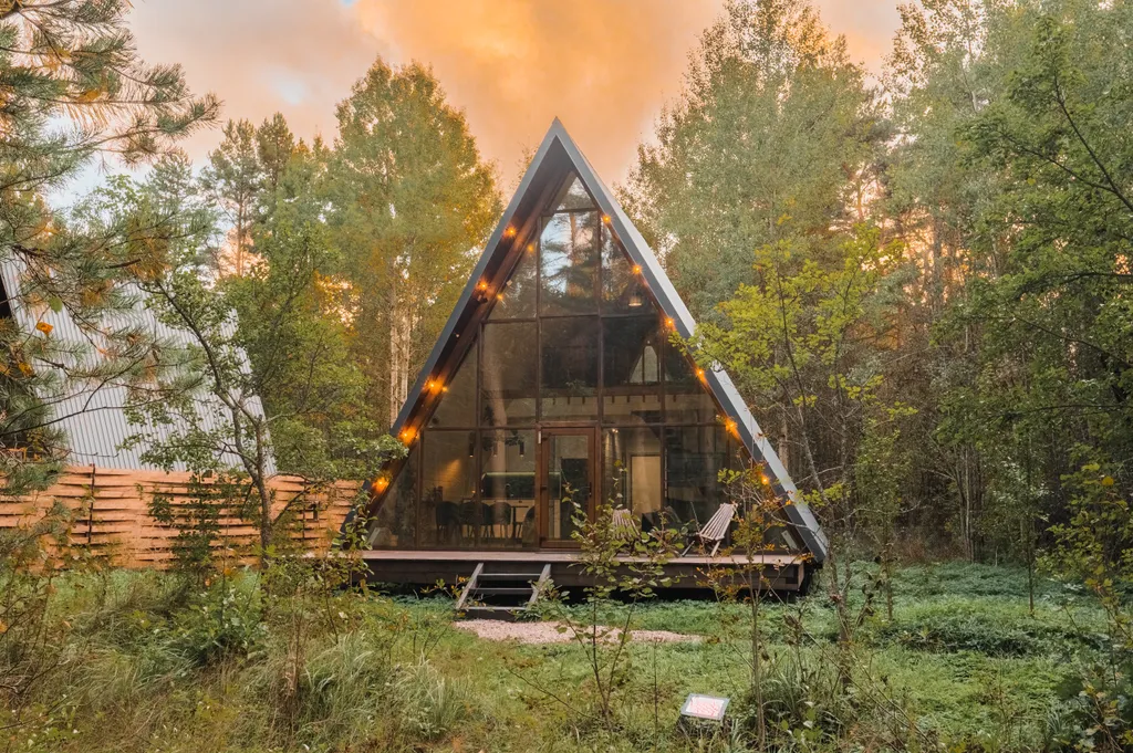 Коттедж Супер большой A-frame треугольный дом в уединенном сосновом лесу — Ермилово