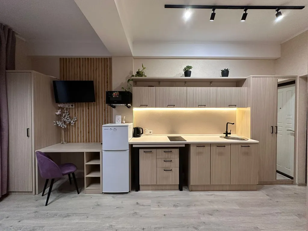 Уютная тёплая студия с видом на горы