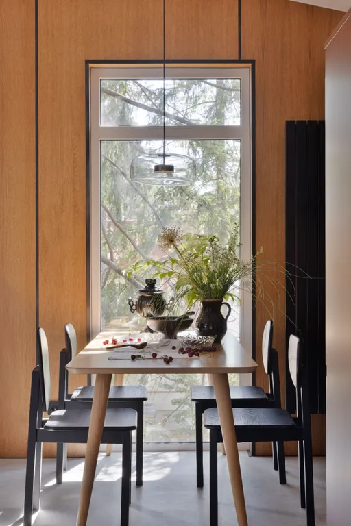 Дом в современном русском стиле в сосновом лесу