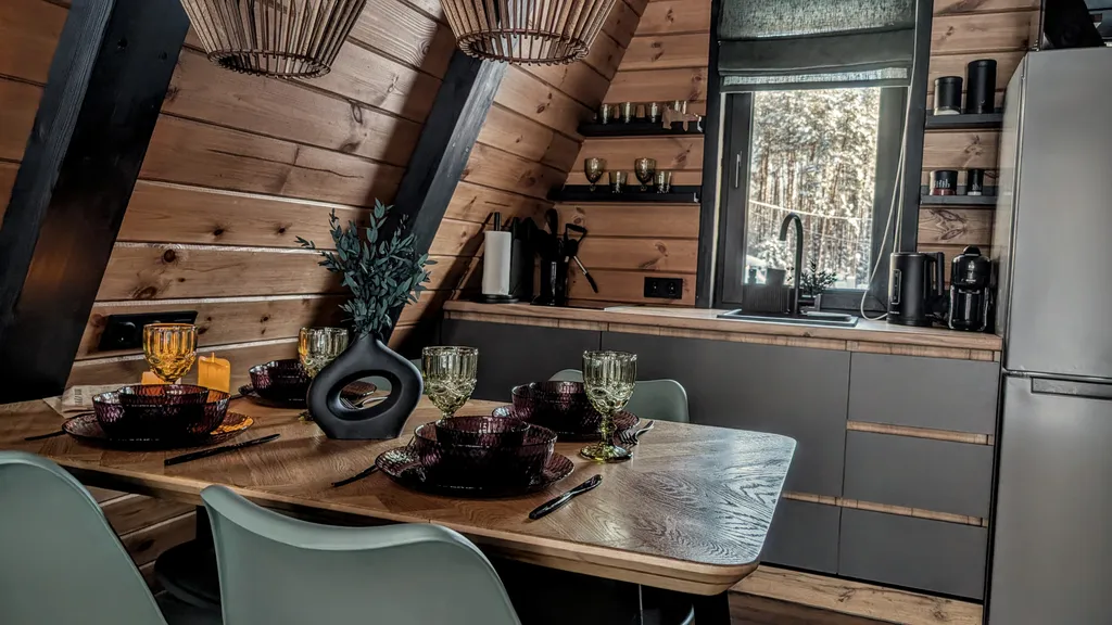 А-фрейм на нарочи видом на лес в 10 минутах ходьбы от пляжа