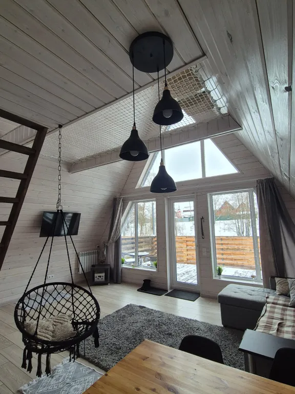 Коттедж Коттедж А-фрейм Жемчужный с сибирским банным чаном и баней на берегу озера — Каблуково