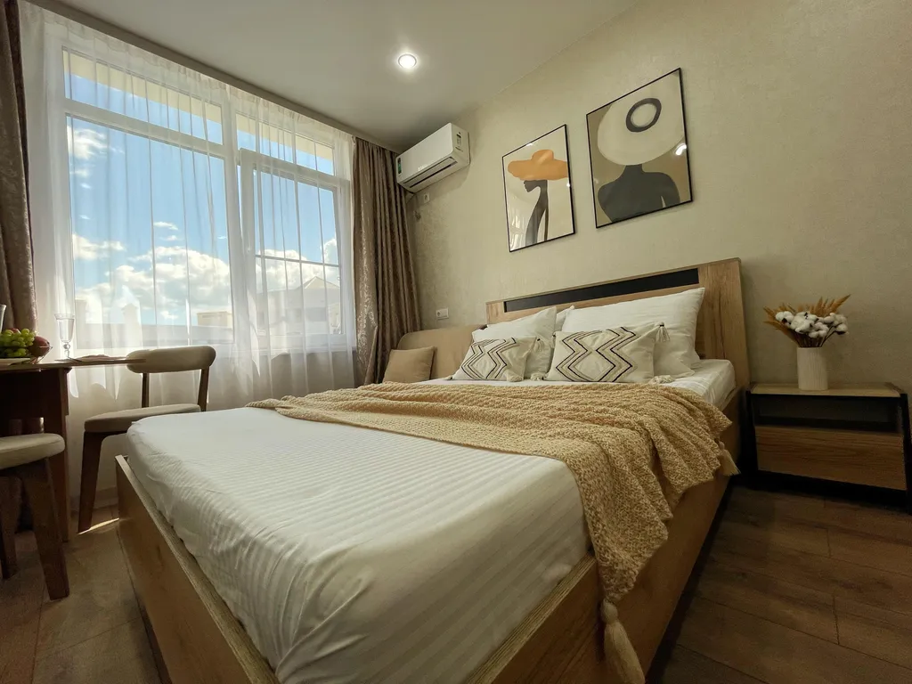 Апартаменты 3 минуты до моря с частичным видом на горы