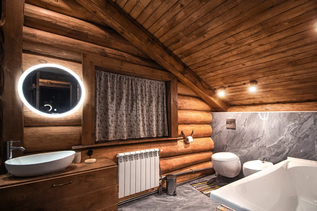 Шале на берегу реки с баней и горячей купелью