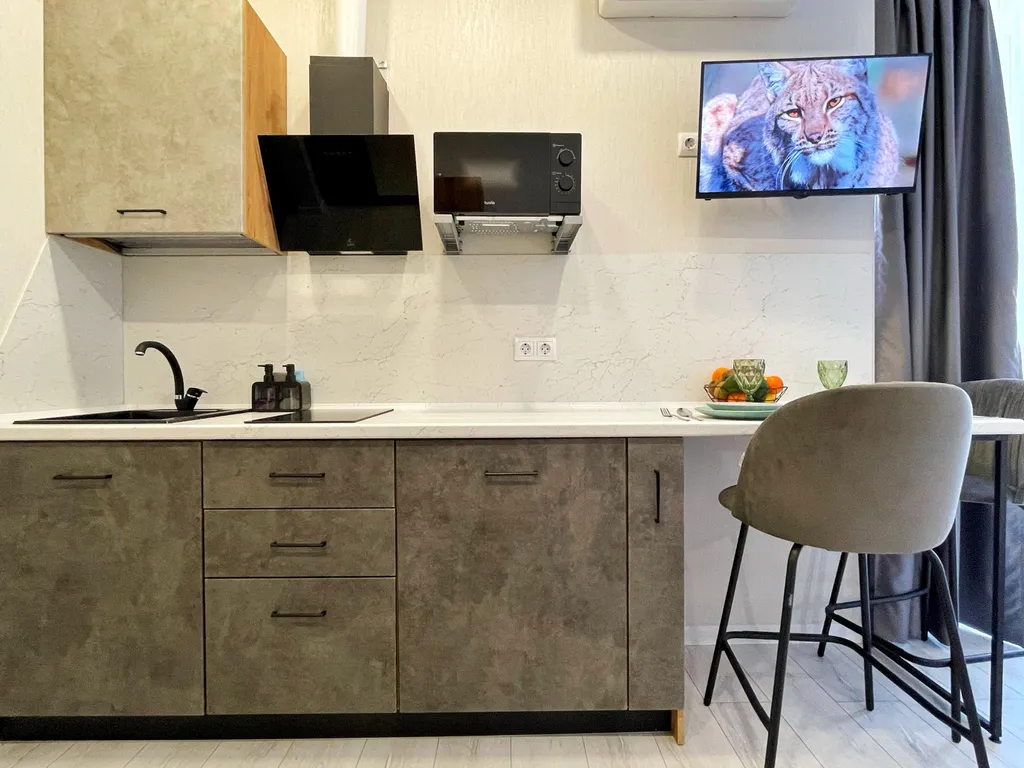 Студия с балконом, видом на море, 3 минуты до пляжа