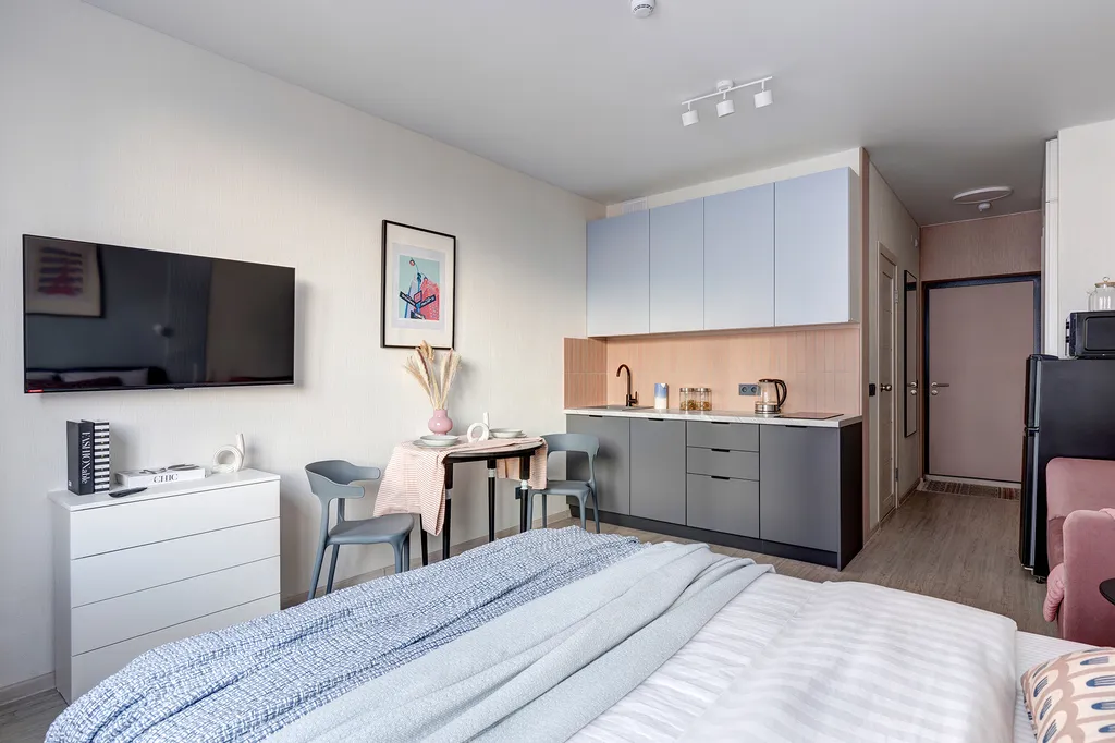 Милая студия для двоих со всеми удобствами