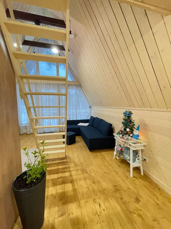 Коттедж Дом А-frame в хвойном лесу — Половина