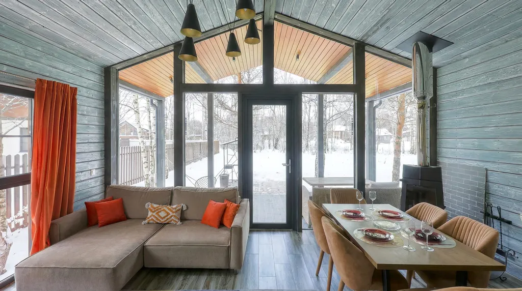 BarnHouse с камином, кондиционером и террасой