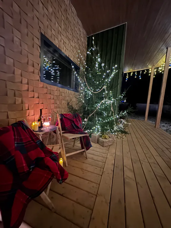 Дом баня с купелью у леса