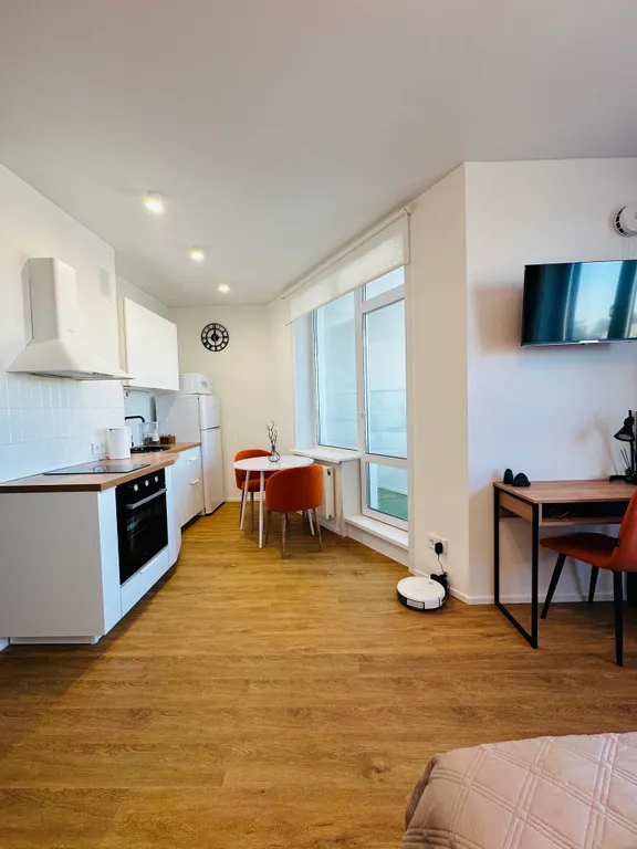 Светлая студия с панорамой центра