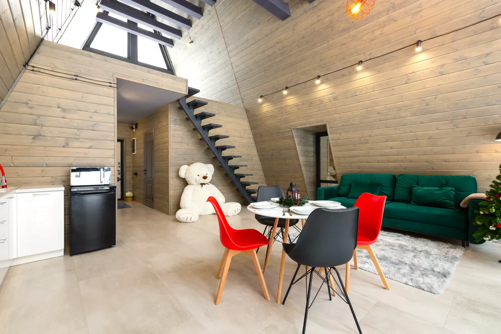 Домик A-Frame с купелью и баней 100 м2