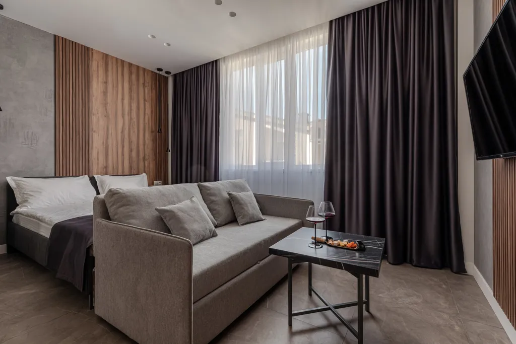 Стильный номер с кухонной зоной и доп.местом у подъемников