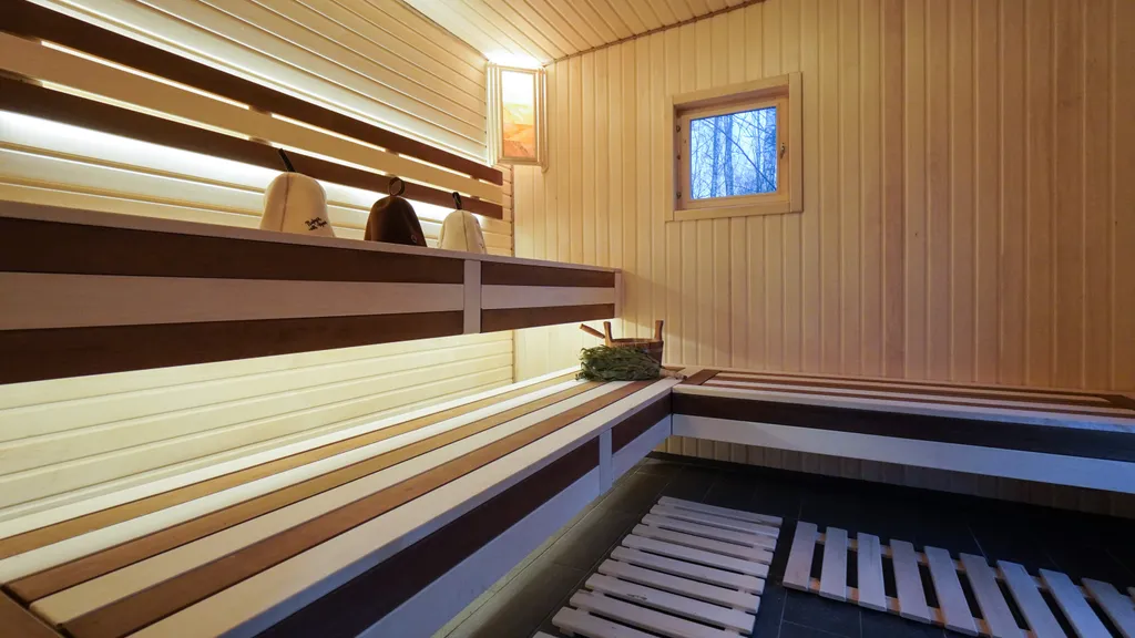 Уютный панорамный дом с баней в лесу