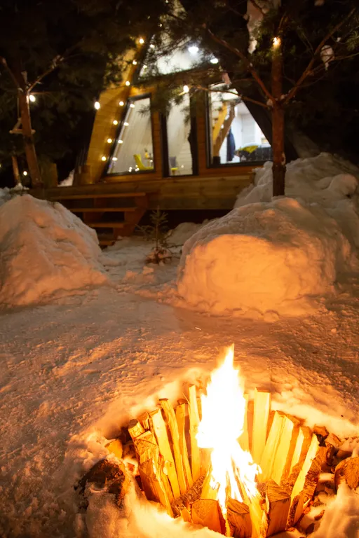 Уютный дом Aframe с банным чаном на дровах